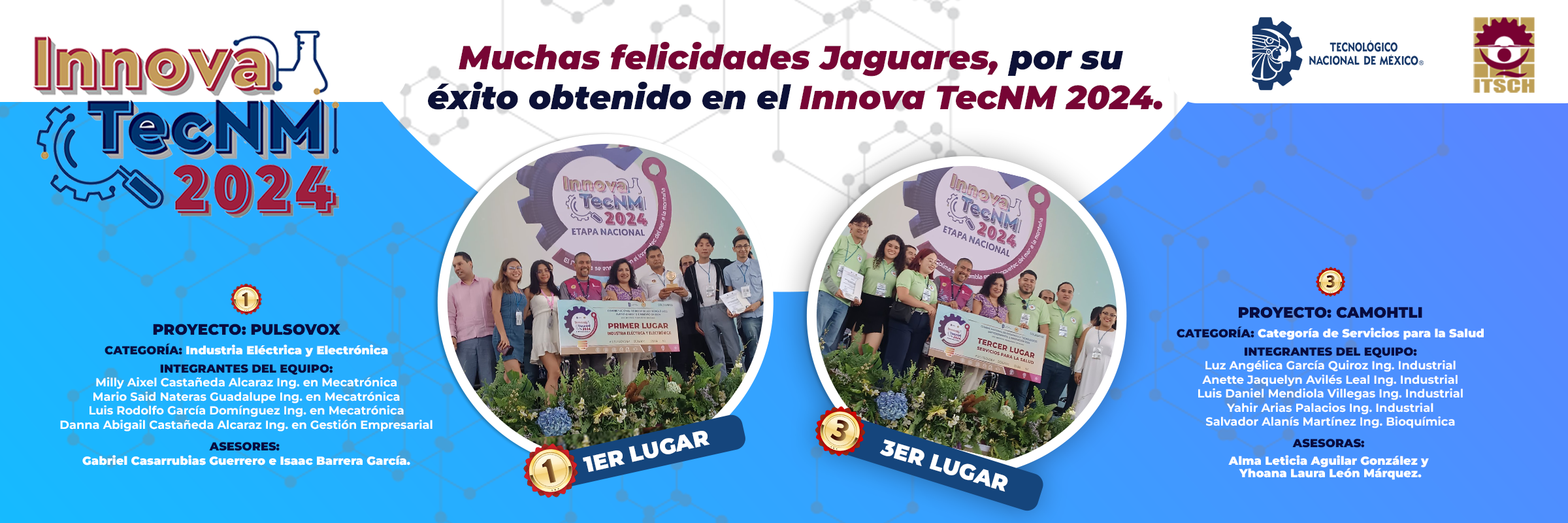 El Instituto Tecnológico Superior de Ciudad Hidalgo (ITSCH) Obtiene por segundo año consecutivo un Primer Lugar Nacional en el InnovaTecNM 2024